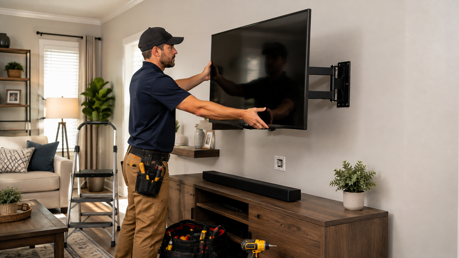 TV mounting and shelving installation